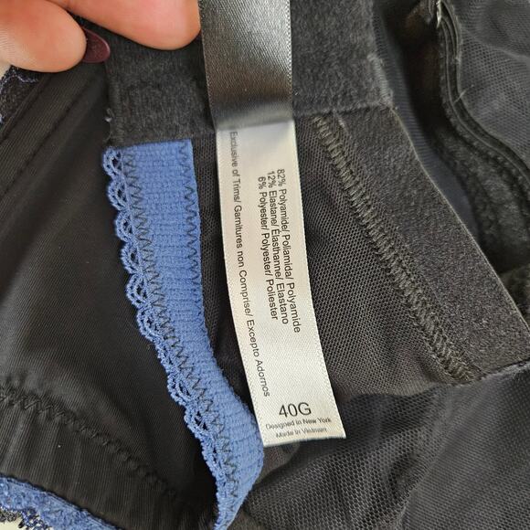 Adore Me Zita Unlined Full Coverage Bra‎ 40G Black Blue - Picture 6 of 6
